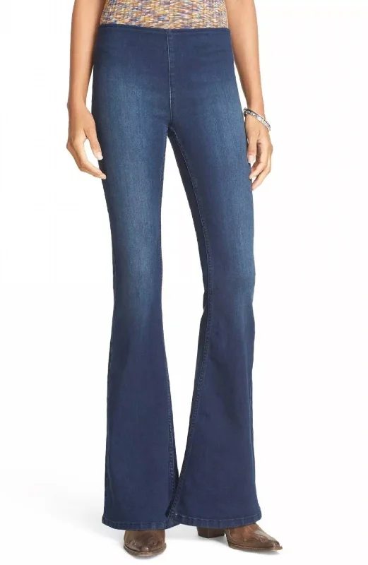 Women's Penny Pull-On Flare Jeans In Denim Blue