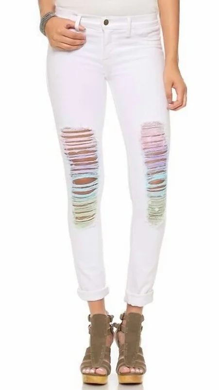 Wildfox Marianne Starbuster Mid Rise Skinny Jeans In Multicolor