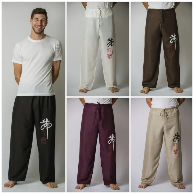 Assorted set of 10 Chinese Writing Men's Thai Yoga Pants Classic Cropped Pants