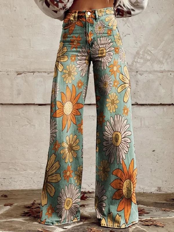 WILMA VINTAGE WIDE LEG PANTS Casual Drawstring Pants
