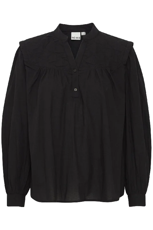 Quilty Long Sleeve Blouse Black