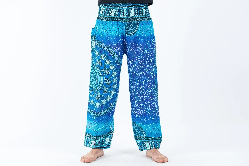 Tribal Chakras Unisex Harem Pants in Blue Elegant Trouser Pants
