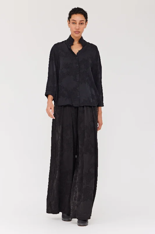 Silk Jacquard Black Lauren Blouse