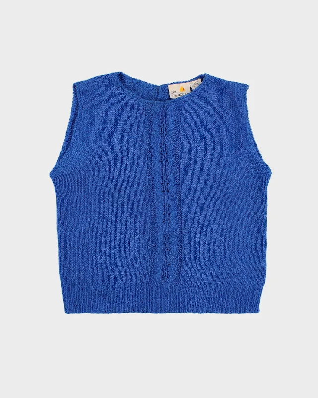 80s Blue Knitted Sweater Vest - S