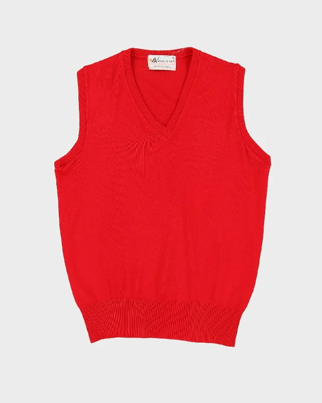 Vintage 80s Red Sleeveless Tank Knit / Sweater Vest - M