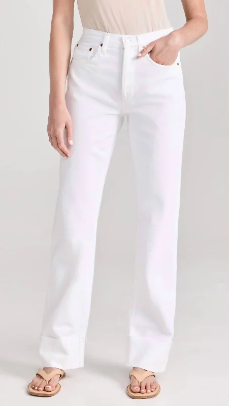 High Rise Loose Long Jean In White