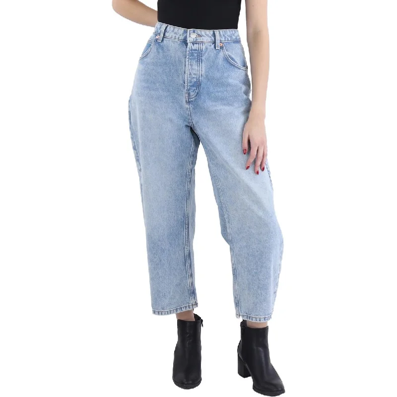 Deep Trance Womens Mid-Rise Dropped Crop Boyfriend Jeans