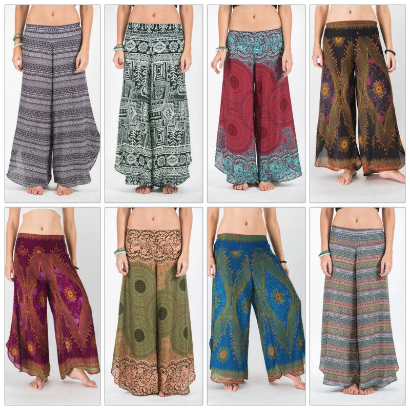 Assorted set of 5 Amazingly Soft Wide Leg Palazzo Style Harem Pants with elastic back waistband Casual Track Pants Assorted set of 5 Amazingly Soft Wide Leg Palazzo Style Harem Pants with elastic back waistband Casual Track Pants