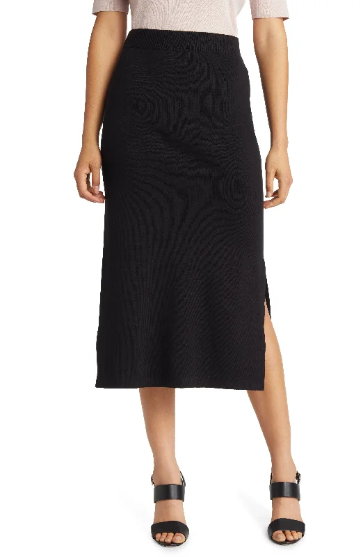 Anne Klein Cotton Blend Sweater Knit Midi Skirt