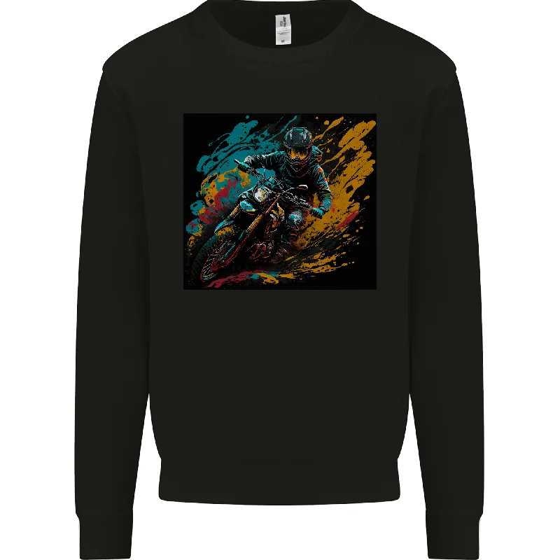 A Colourful Motocross Image MotoX Dirt Bike Motorsports Mens Sweatshirt Jumper