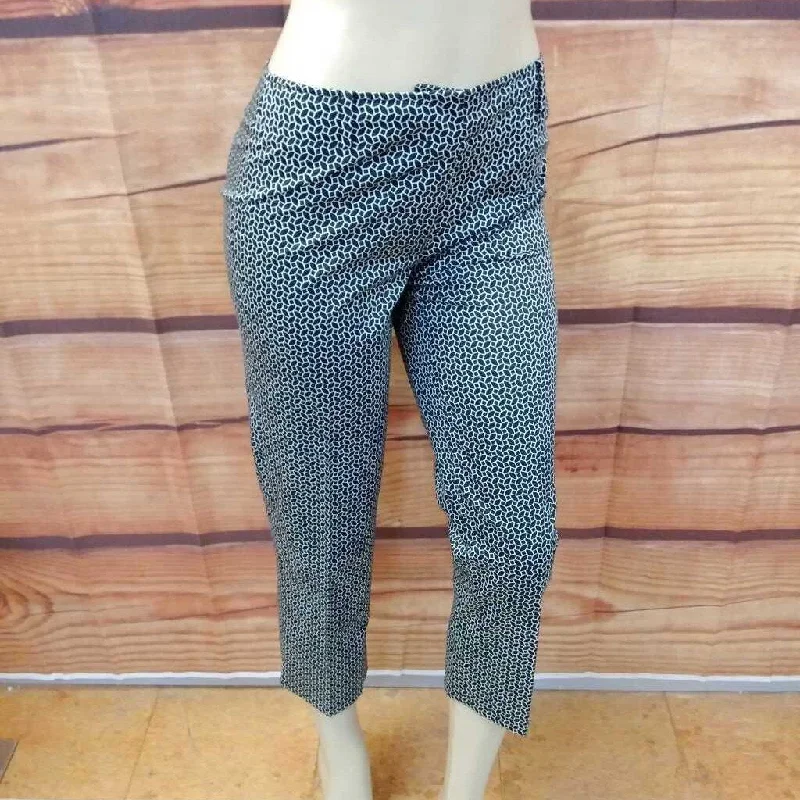 TALBOTS STRETCH BLACK WHITE CROPPED PANTS SIZE 4 PETITE TCC Comfy Zip-Up Pants