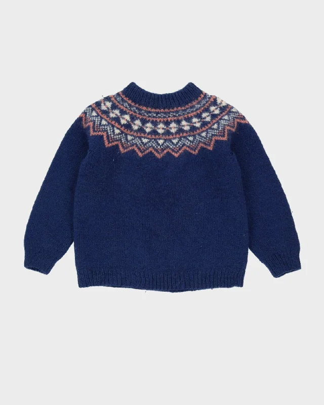 Vintage 1980s Norwegian Style Knitted Wool Jumper - S