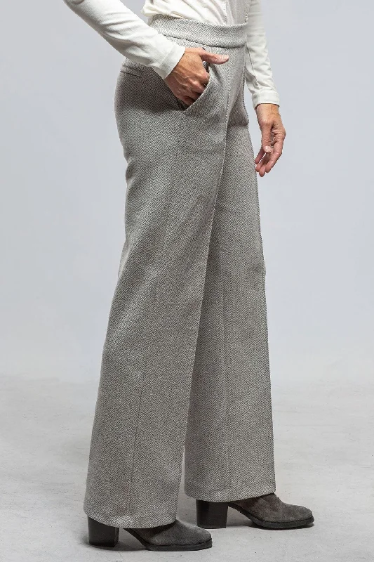 MAC Chiara Smart Pant In Tin Herringbone Trendy Wide-Leg Pants
