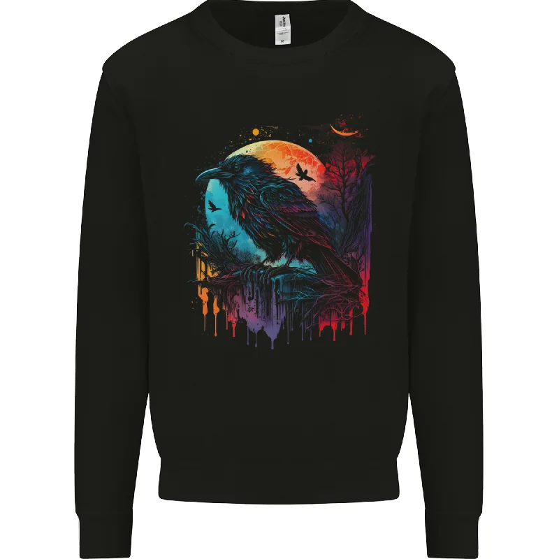 A Crow With a Fantasy Moon Mens Sweatshirt Jumper