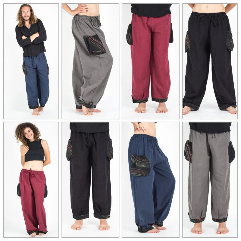 Assorted set of 10 Thai Cotton Drawstring Pants With Hill Tribe Trim Casual Skinny Fit Pants Assorted set of 10 Thai Cotton Drawstring Pants With Hill Tribe Trim Casual Skinny Fit Pants