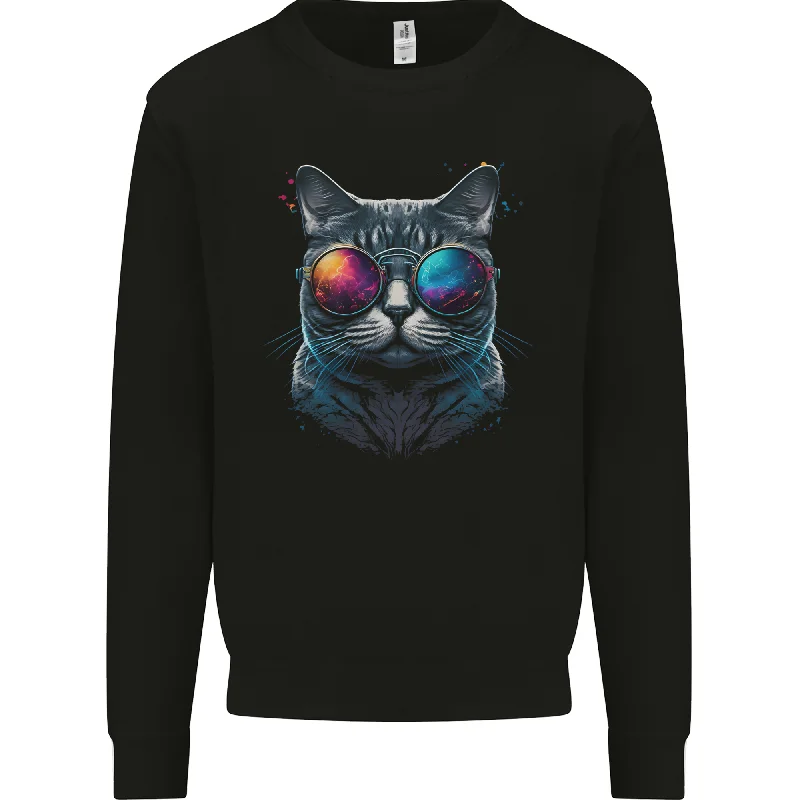 A Cool Cat With Cosmos Glasses Mens Sweatshirt Jumper