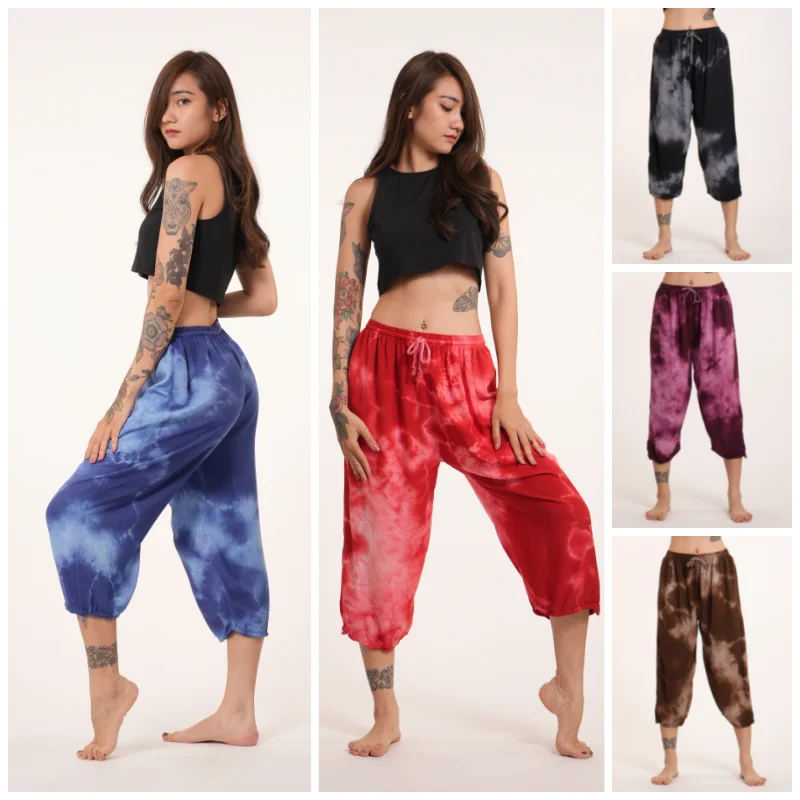 Assorted set of 10 Tie Dye Yoga Cropped Pants Modern Stretch Trousers
