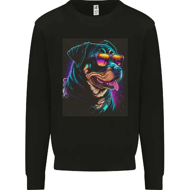 A Cool Rottweiler With Glasses Dog Mens Sweatshirt Jumper