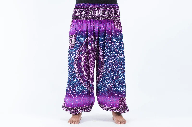 Plus Size Tribal Chakras Unisex Harem Pants in Purple Fashionable Jogger Pants