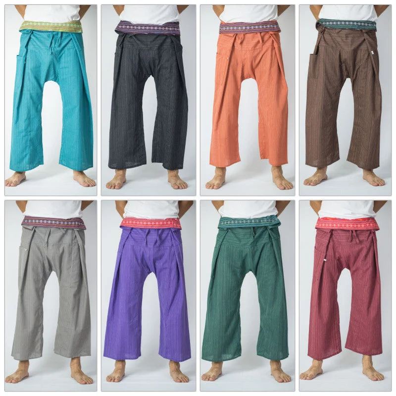 Assorted set of 5 Thai Pinstripe Fisherman Pants Classic Flared Pants