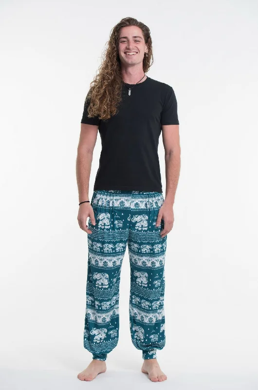 Unisex Eco-Friendly Elephant Harem Pants in Blue Classic Cropped Pants