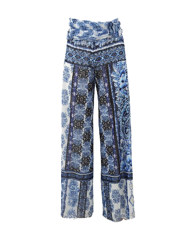 Wide Leg Printed Pant High-Waist Trousers