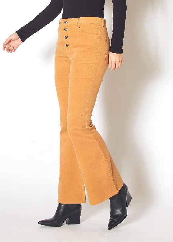 Women's Corduroy Flared Pants in Brick Comfortable Denim Trousers