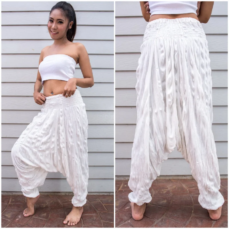 Sure Design Women's Harem Pants in White Comfortable Maternity Pants