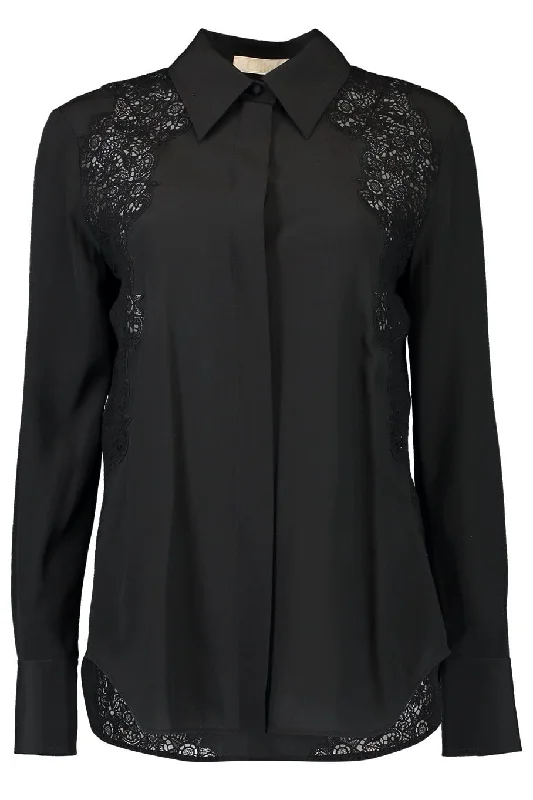 Long Sleeve Button Down Blouse - Black