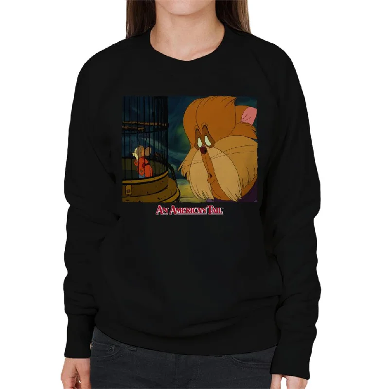 An American Tail Fieval In A Cage And Tiger Women's Sweatshirt