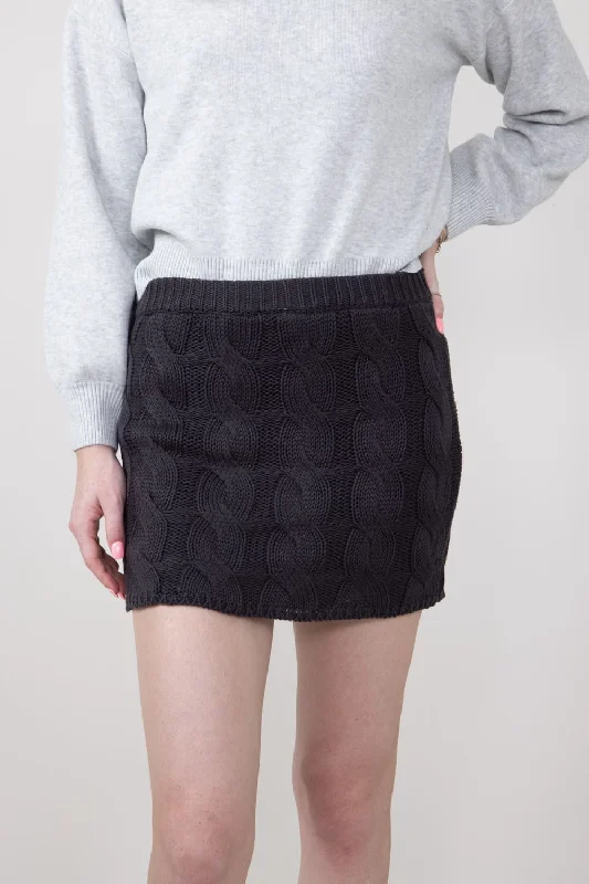 Cable Knit Sweater Mini Skirt for Women in Charcoal | IWS4514-CHARCOAL