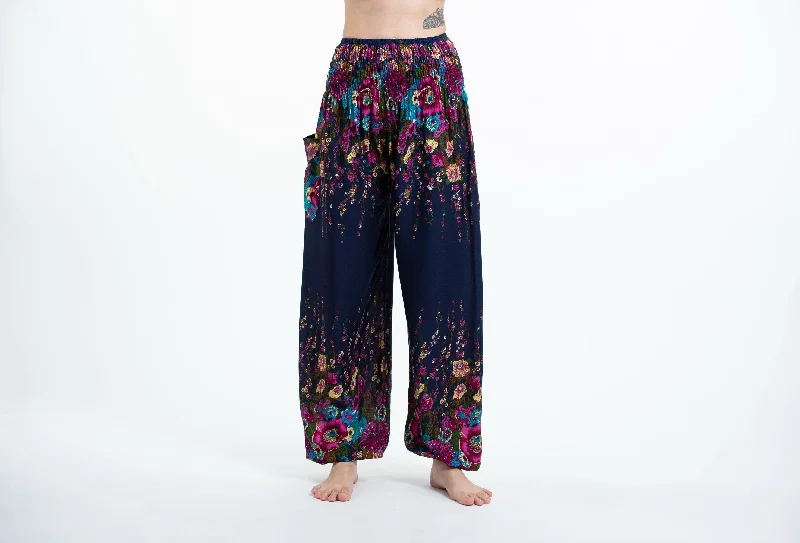 Floral Unisex Harem Pants in Blue Comfortable Jogging Pants