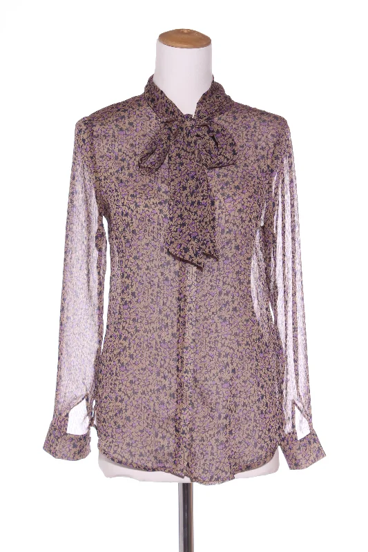 DRAMA - Purple print pussy bow blouse! 10