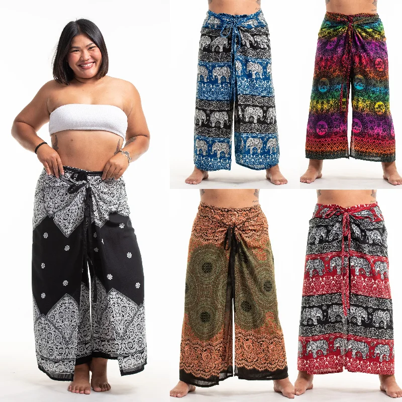 Assorted set of 10 Plus Size Printed Palazzo Wrap Pants Formal Stretch Pants