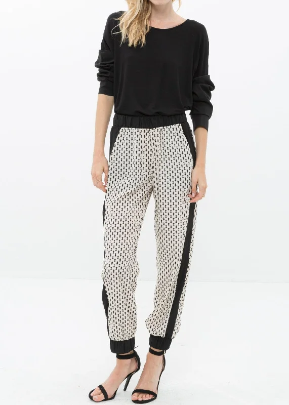 Women's Printed Casual Cuffed Hem Pants Trendy Tapered Pants