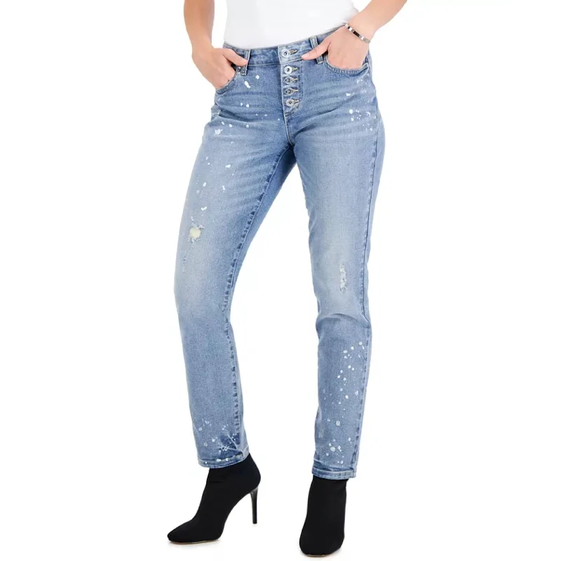 INC INTERNATIONAL CONCEPTS - Paint-Splatter Mid-Rise Straight-Leg Pants