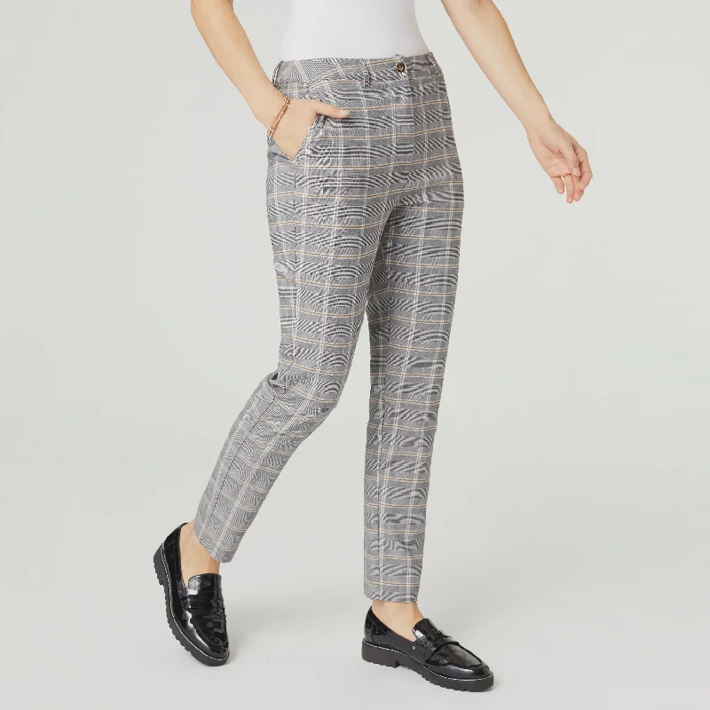 Wylda Stretch Plaid Pant | Black/Cream