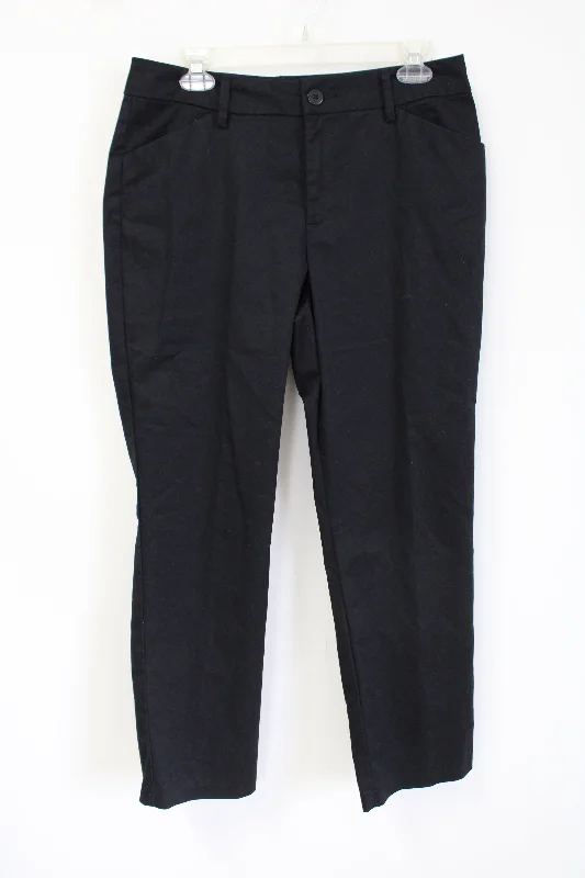 Lee Relaxed Fit Straight Leg Mid Rise Black Khaki Pant | 10