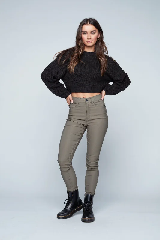 LULU - High Rise Fleece Lined Super Skinny Pants - Olive