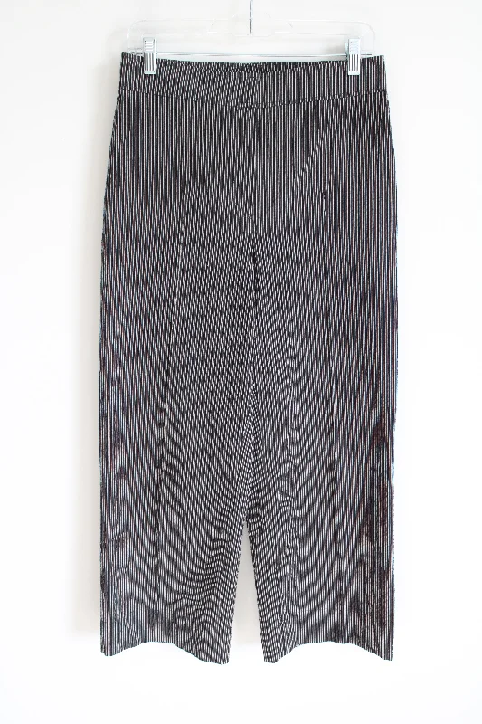 A-K-R-I-S Punto Black Gray Striped Wide Leg Pant | 6