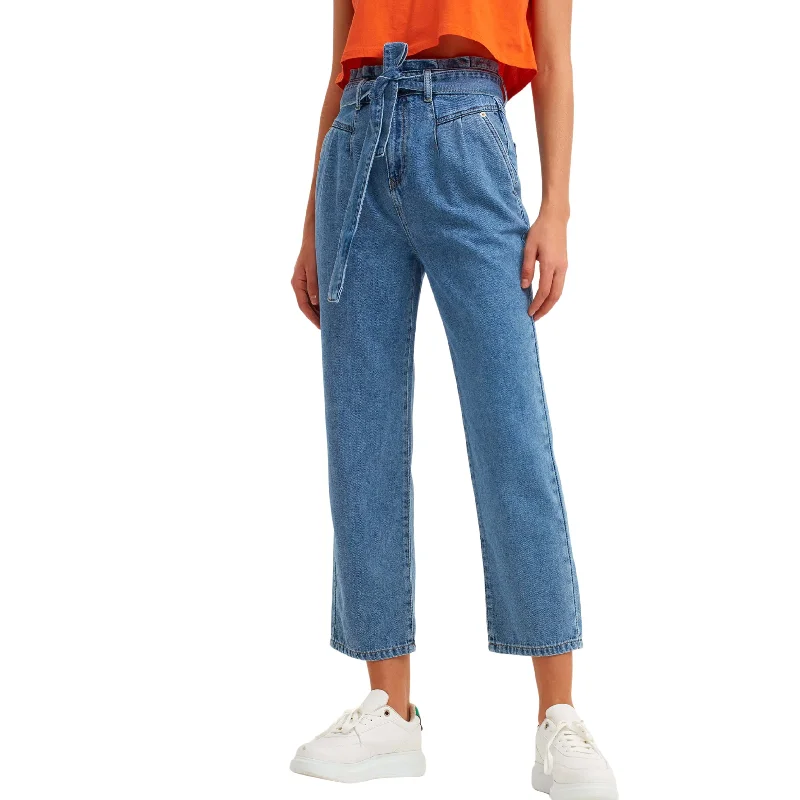 OXXO - High Rise Denim Pants with Belt