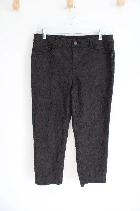 Simply Vera Wang Dark Charcoal Gray Lace Textured Capri Pant | 8