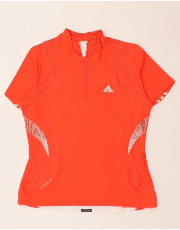 ADIDAS Womens Clima 365 Graphic T-Shirt Top UK 14 Medium Orange Polyester Welt Pockets Slit Pockets ADIDAS Womens Clima 365 Graphic T-Shirt Top UK 14 Medium Orange Polyester Welt Pockets Slit Pockets