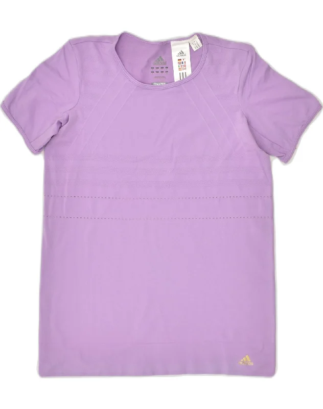 ADIDAS Womens Clima 365 T-Shirt Top UK 8 Small Purple Nylon Solid Print Embellished