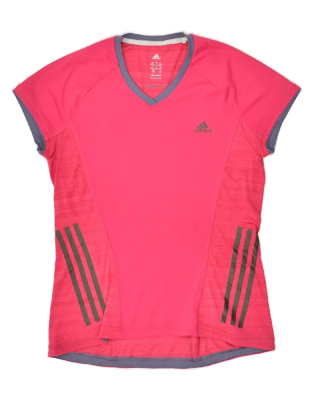 ADIDAS Womens Climacool Running T-Shirt Top UK 12/14 Medium Pink Polyester V-Neck T-Shirt Long Sleeve Cotton ADIDAS Womens Climacool Running T-Shirt Top UK 12/14 Medium Pink Polyester V-Neck T-Shirt Long Sleeve Cotton