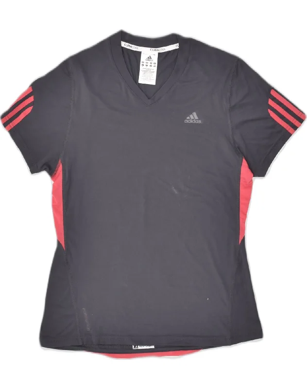 ADIDAS Womens Climacool T-Shirt Top UK 12 Medium Grey Colourblock V-Neck T-Shirt Long Sleeve Cotton ADIDAS Womens Climacool T-Shirt Top UK 12 Medium Grey Colourblock V-Neck T-Shirt Long Sleeve Cotton