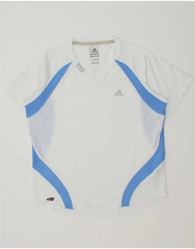 ADIDAS Womens Climacool T-Shirt Top UK 12 Medium White Colourblock Elegant Classic Vintage ADIDAS Womens Climacool T-Shirt Top UK 12 Medium White Colourblock Elegant Classic Vintage