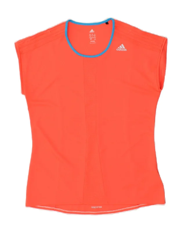 ADIDAS Womens Climalite T-Shirt Top UK 12/14 Medium Orange Polyester Solid Print Embellished ADIDAS Womens Climalite T-Shirt Top UK 12/14 Medium Orange Polyester Solid Print Embellished