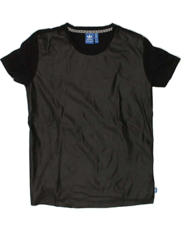 ADIDAS Womens Graphic T-Shirt Top UK 10 Small Black Polyester Embroidered Appliqued Beaded ADIDAS Womens Graphic T-Shirt Top UK 10 Small Black Polyester Embroidered Appliqued Beaded