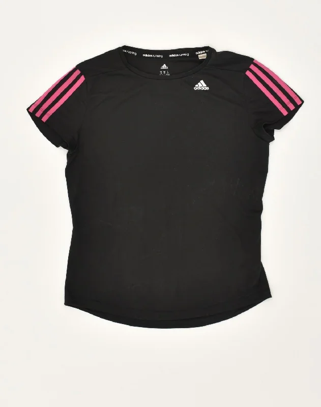 ADIDAS Womens T-Shirt Top UK 12/14 Medium Black Polyester Layered Multi-layer Single Layer ADIDAS Womens T-Shirt Top UK 12/14 Medium Black Polyester Layered Multi-layer Single Layer